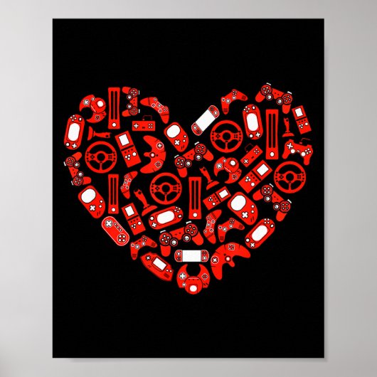 Boys Valentines Day Gaming Video Gamer Controller Poster (Voorkant)