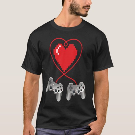 Boys Valentines Day Video Game Controller Heart Ga T-shirt (Voorkant)