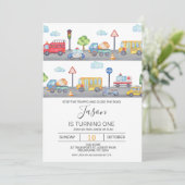 Boys Véhicules ou transport Invitation d'anniversa (Debout devant)