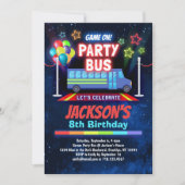 Boys Video Game Party Bus Uitnodiging (Voorkant)