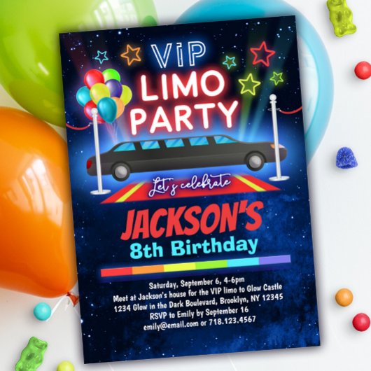 Boys VIP Limo Invitation fête d'anniversaire