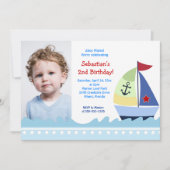 Boys voiliers Photo Anniversaire Invitation Modèle (Devant)