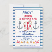 Boys Watercolor Nautique Anniversaire Invitation (Devant)