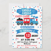 Boys Watercolor Train Invitation Anniversaire (Devant)