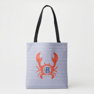 Boys Waterverf Crab Monogram Circlel Draagtas