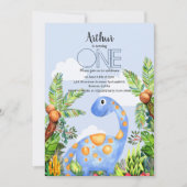 Boys Waterverf Dinosaur 1e verjaardag Uitnodiging (Voorkant)