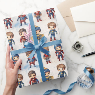 Boys Waterverf Little Super Heroes Kinder - Cadeaupapier