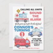 Boys Waterverf Transport 1e verjaardag Uitnodiging (Voorkant)