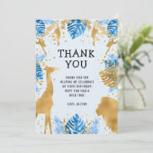 Boys Wild One 1e verjaardag Blue Safari Dank je Kaart (Staand voorkant)