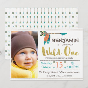 Boys Wild One Arrow 1er Anniversaire Invitation