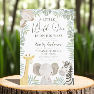 Boys Wild One Safari Animals Baby shower Kaart