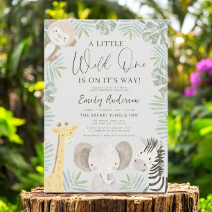 Boys Wild One Safari Animals Baby shower Kaart