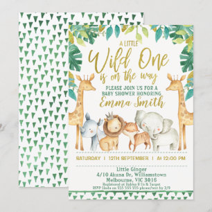 Boys Wild One Safari Oerwoud Baby shower Invitatio Kaart