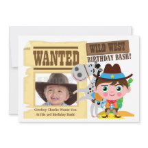Boys Wild West Western Cowboy Invitation d'anniver