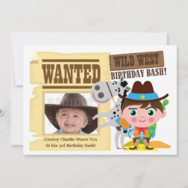 Boys Wild West Westerne Cowboy Birthday Invite Kaart