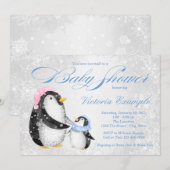 Boys Winter Pengiun Baby shower Invitation (Devant / Derrière)
