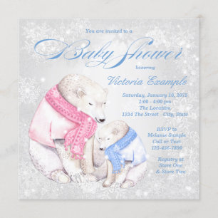 Boys Winter Wonderland Bear Baby shower Invitation