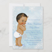 Boys Winter Wonderland Snowflake Baby shower Kaart (Achterkant)