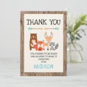 Boy's Woodland Animals Birthday Carte de remerciem (Debout devant)