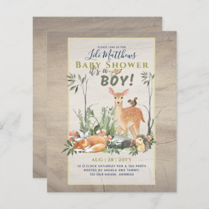 Boys Woodland Animals Forest Baby shower Invita