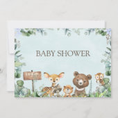 Boys Woodland Animaux Baby shower Invitation (Dos)