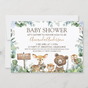 Boys Woodland Animaux Baby shower Invitation