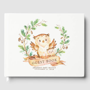 Boys Woodland Owl Baby shower Livre d'or