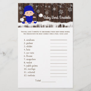 Boys Word Scramble Nursery Rhyme Baby shower Games Flyer