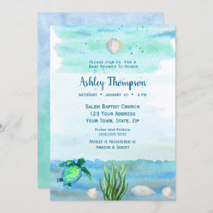 Boys Zee Turtle Baby shower Invitation Kaart