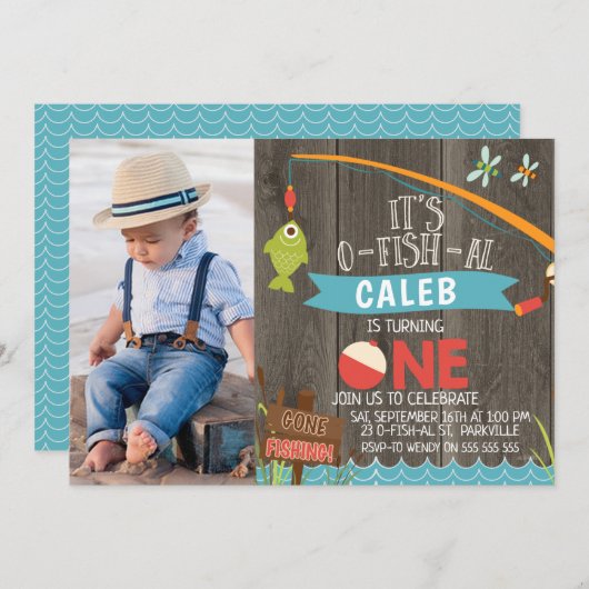 Boys zijn O-vis-al foto eerste uitnodiging van de (Voorkant / Achterkant)