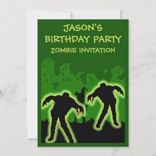 Boys Zombie Invitation d'anniversaire (Devant)