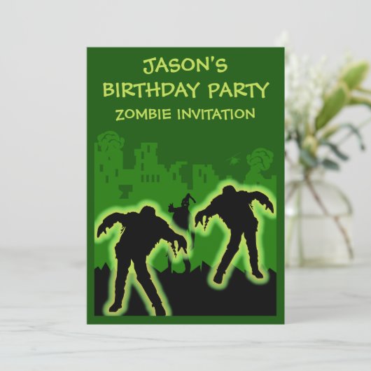 Boys Zombie Invitation d'anniversaire (Debout devant)
