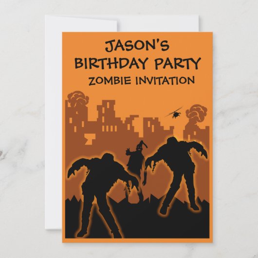 Boys Zombie Invitation d'anniversaire (Devant)
