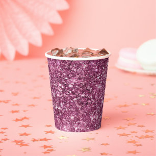 Boysenberry roze glitter papieren bekers