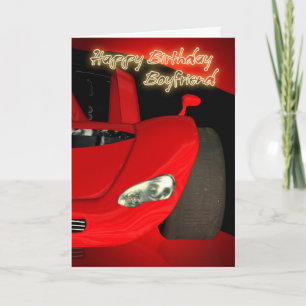 Boyvriend Birthday-kaart met Red Sports-auto Kaart