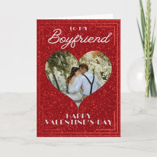 Boyvriend Custom Photo Glitter Valentijn Kaart (Voorkant)
