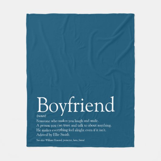 Boyvriend Definition Cool Fun Blue Fleece Deken (Voorkant)