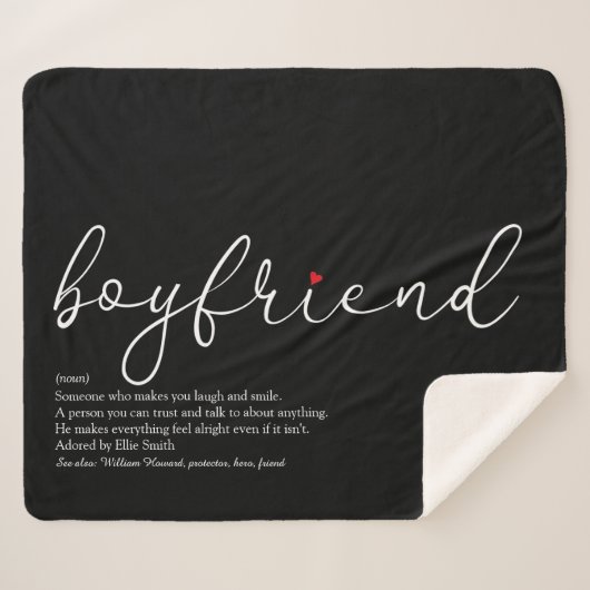 Boyvriend Definition Love Heart Elegant Script Sherpa Deken (Voorkant (horizontaal))