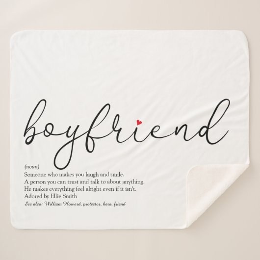Boyvriend Definition Red Heart Elegant Script Sherpa Deken (Voorkant (horizontaal))