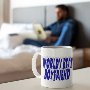Boyvriend met blauwe halve typografie koffiemok