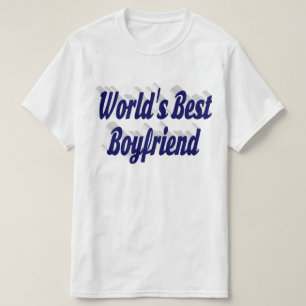 Boyvriend met donkerblauw script t-shirt