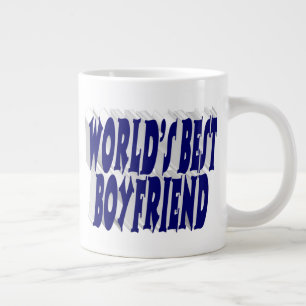 Boyvriend met donkerblauwe halve typografie extra grote beker