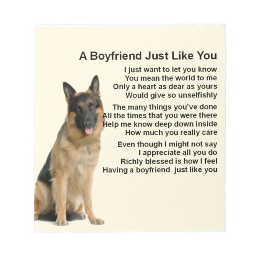 Boyvriend Poem - German Shepherd Notitieblok (Voorkant)