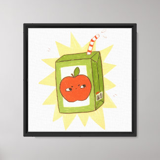Boze appel sap doos! leuk moppige cartoon! canvas afdruk