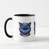 Boze blauwe kat in parels Moody Verkiezingsvibes