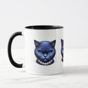 Boze blauwe kat in parels Moody Verkiezingsvibes Mok
