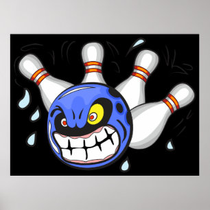Boze bowlingbal, grappige sport poster