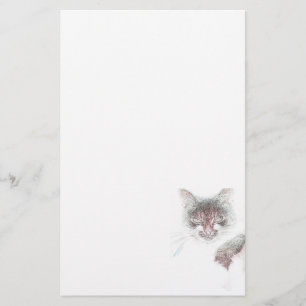 Boze Cute Kattengezicht Schets Briefpapier