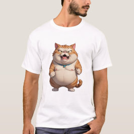 Boze dikke kat schattige grappige boze kat t-shirt
