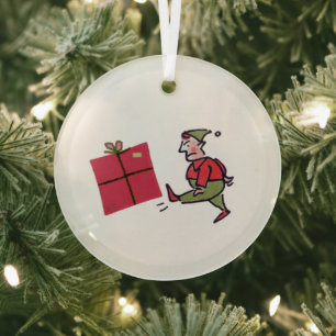Boze Elf ronde glazen kerstbal Glas Ornament